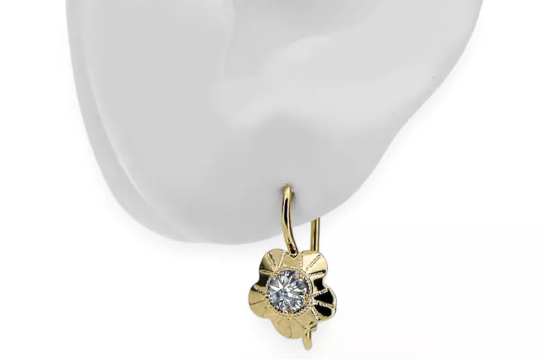 Серьги Циркон 14-кв Желтое золото Винтаж изделия vec028y